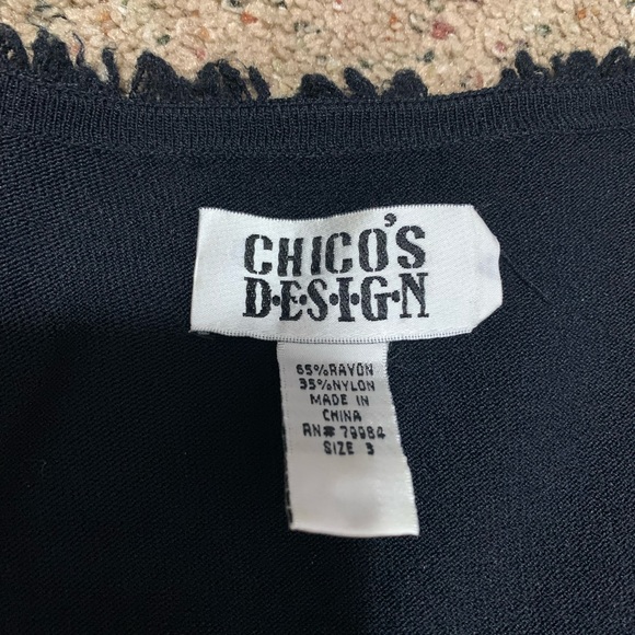 Chico’s Black scoopneck top with fringe detail. Chicos size 3. Large - Picture 4 of 5